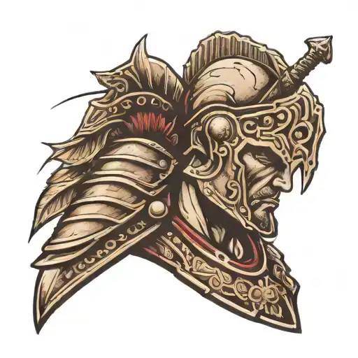 Roman Gladiator In Front Of The Roman Collesum With A Brain Above It For Fighting Brain Tumor