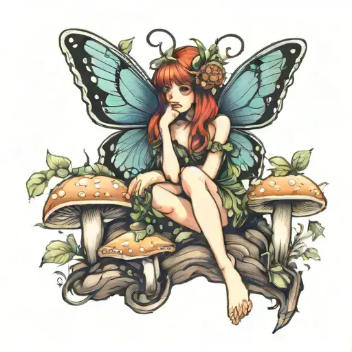 Mushroom Fairy Sitting