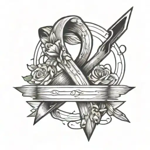 Cancer Ribbon With Arrow Going