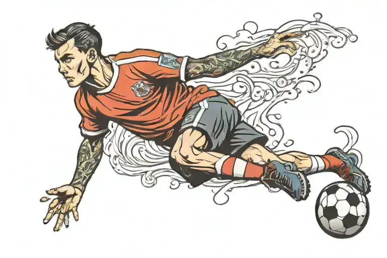 Soccer Player Kicking A Ball
