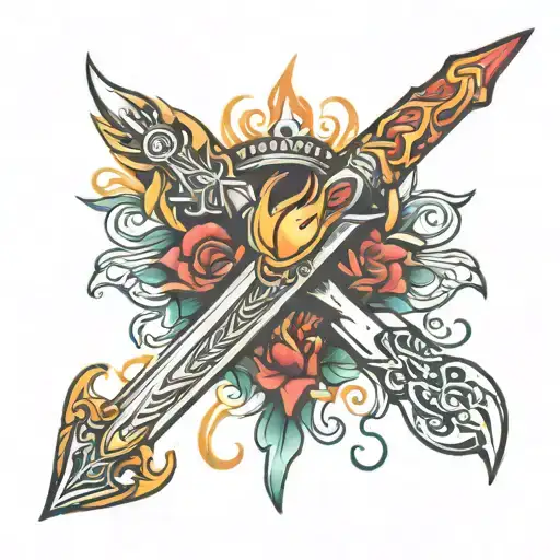 Dagger With Flamesb Breast