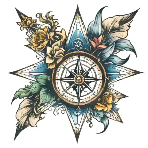 Compass Rose Pointing West