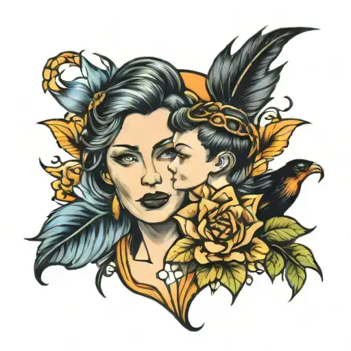 Mother And Son Tattoo Design