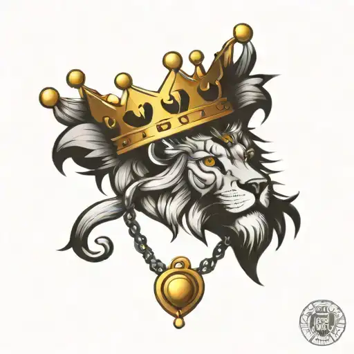 Crown With A Lion And A Heart Shaped Lock