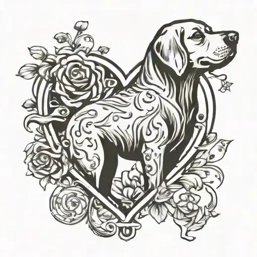 Outline Of A Dog Heart As Hip