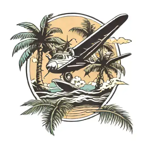 Plane And Palm Tree