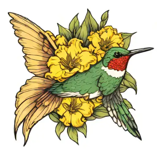 Hummingbird And Daffodil