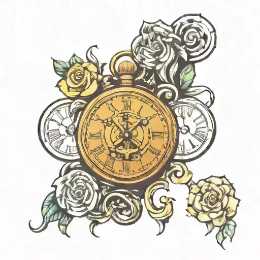 Time Is Money Creative Tattoo Design Featuring