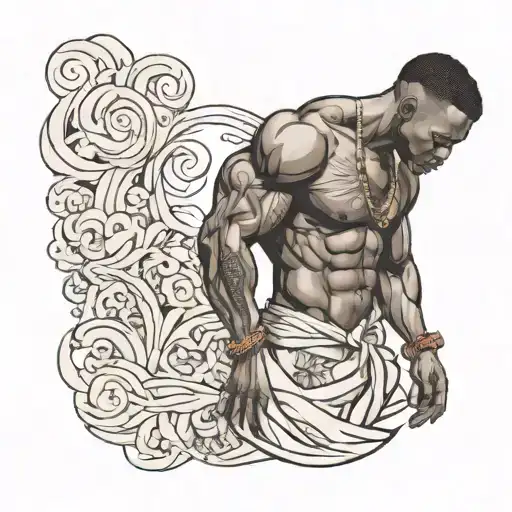 Muscular Black Boy In Long Dress