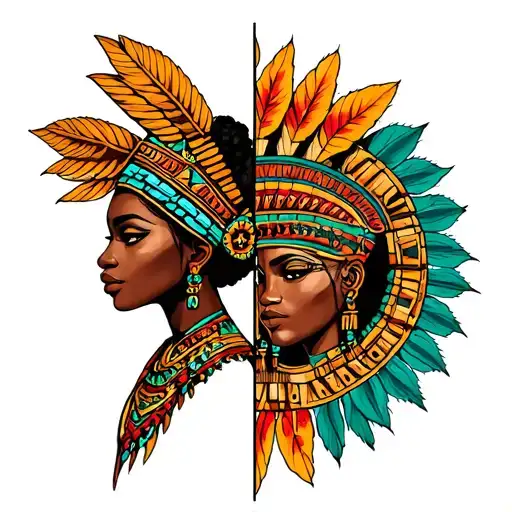 Half Nubian Queen And Half Aztec Warrior