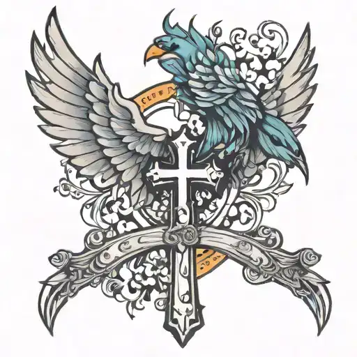 The Wing Of A Bird And A Cross