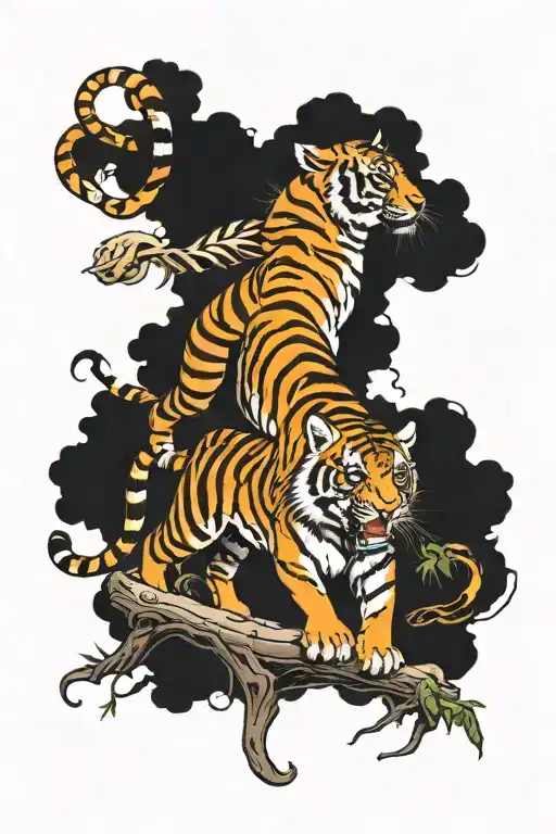 Tiger Hunting Its Prey