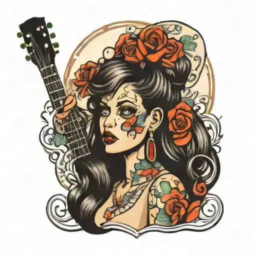 Lady Head With Guitar Made