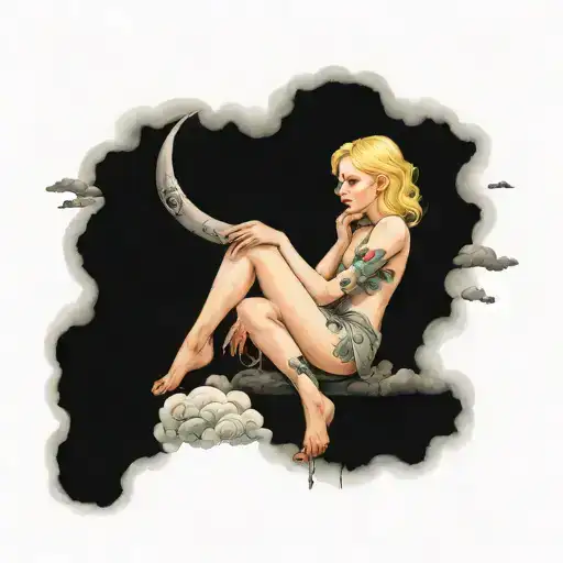 Albino Girl Sitting On A Cloud