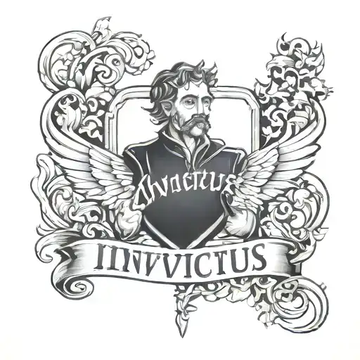 The Word Invictus On A Scroll Twining