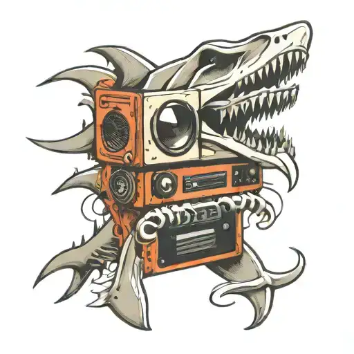 Hammerhead Shark Skeleton With Boombox As The Head