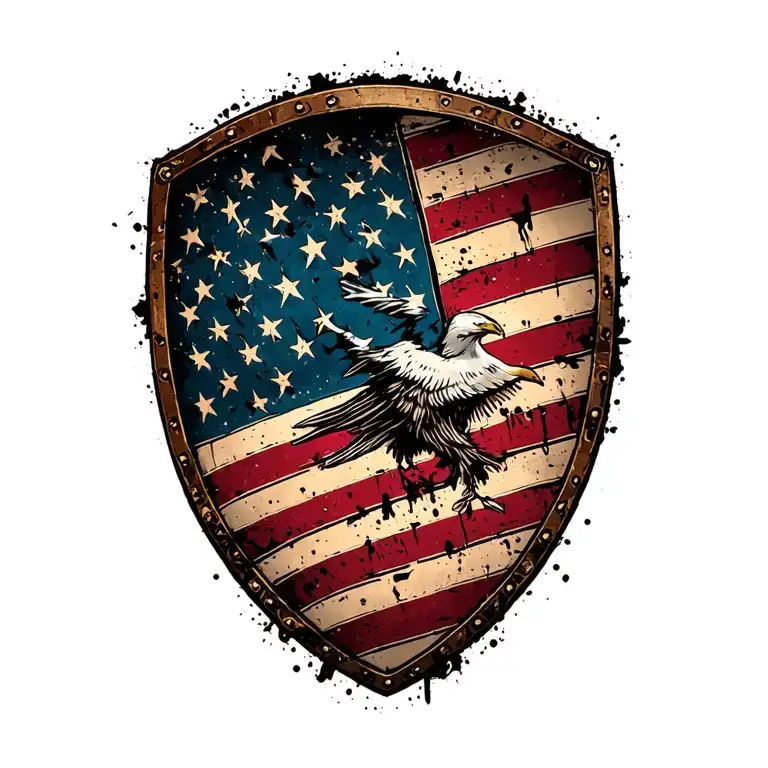 Distressed American Flag Shield