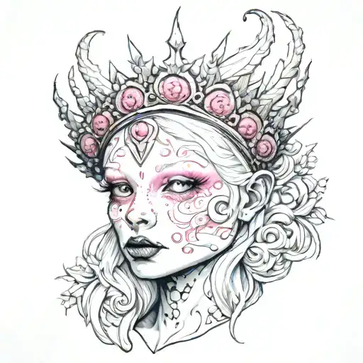 Albino Girl With Pink Eyes Wearing A Crown