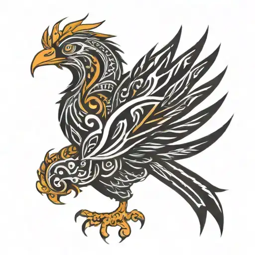 Tribal Phoenix With Outstretched Wings