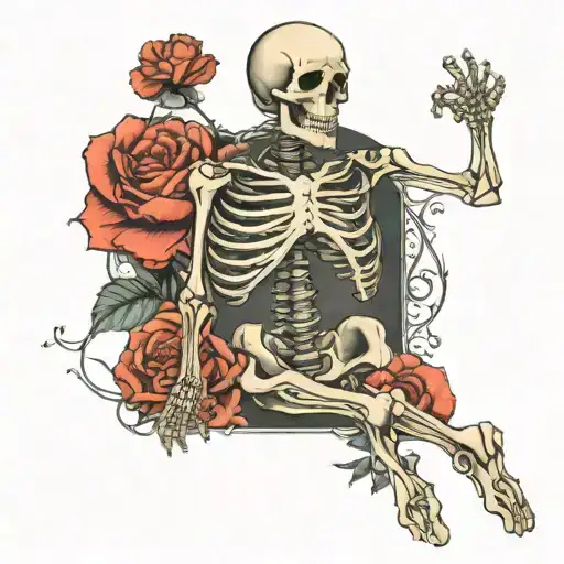 Skeleton And A Live Woman