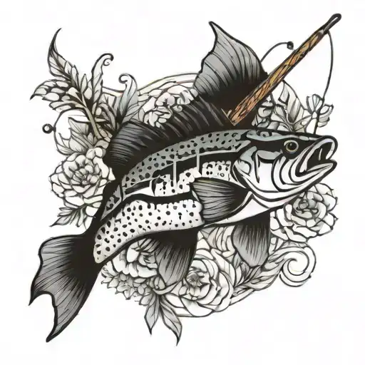 Florida Wild Flower Boutique With A Fishing Pole Intertwined And A Small Bass Hanging At The End