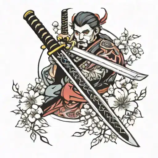 Sakura Katana With Flowers