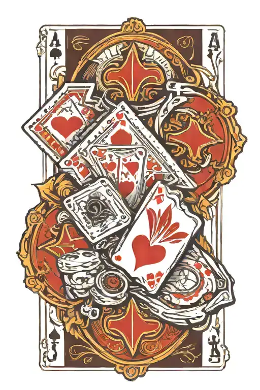 Texas Holdem Poker Hand And Chips Forming The Shape