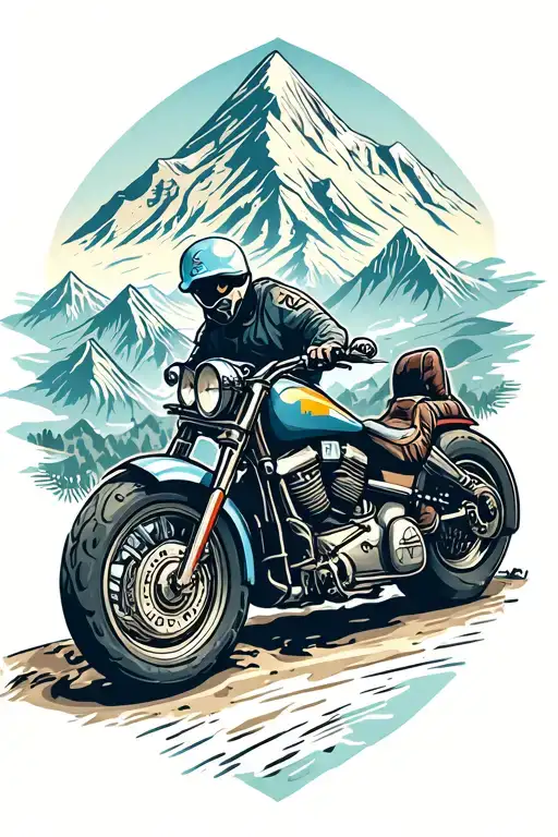 Motorcycle Mountain Scene