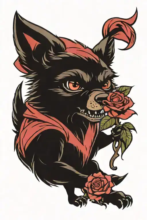 Big Bad Wolf Holding Rose