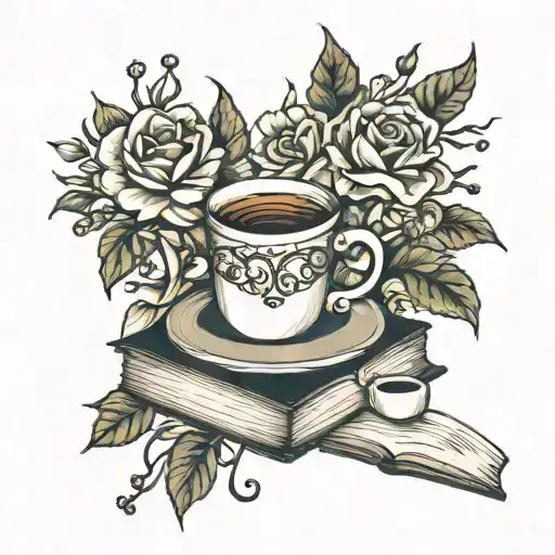 Books Flowers Coffee Moon