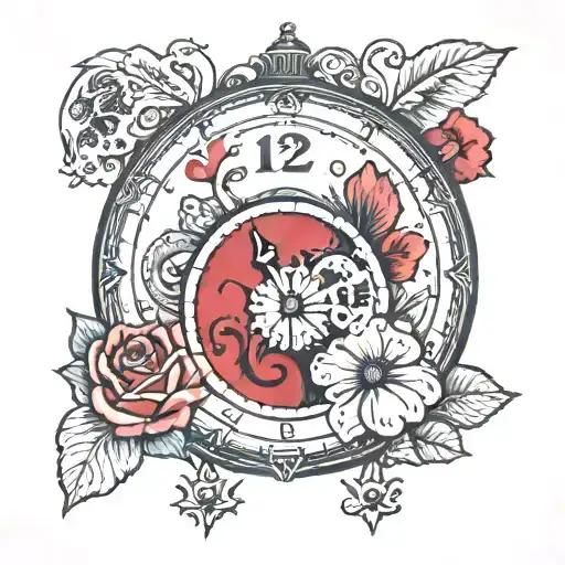 Clock Showing 12 34 With Baby Footprint Inside