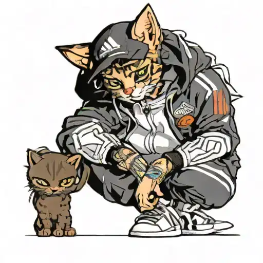 Cat Wearing Adidas Tracksuit Holding Kitchen Knife At Night With Gang Of Adidas Cats