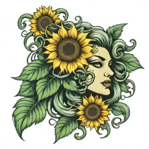Medusa Snakes Sunflowers