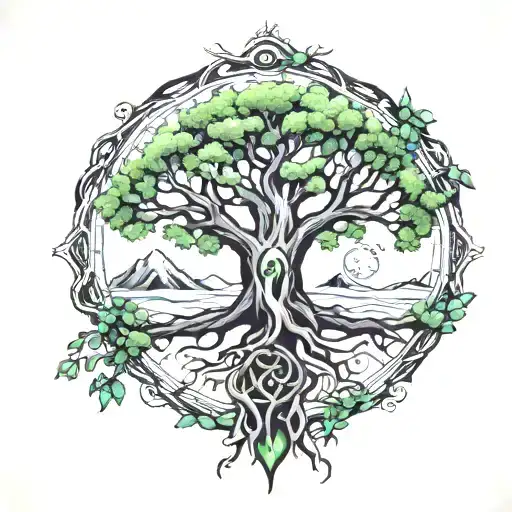 Yggdrasil With Ouraborous Around It