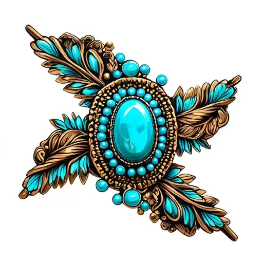 Western Turquoise Brooch Bracelet