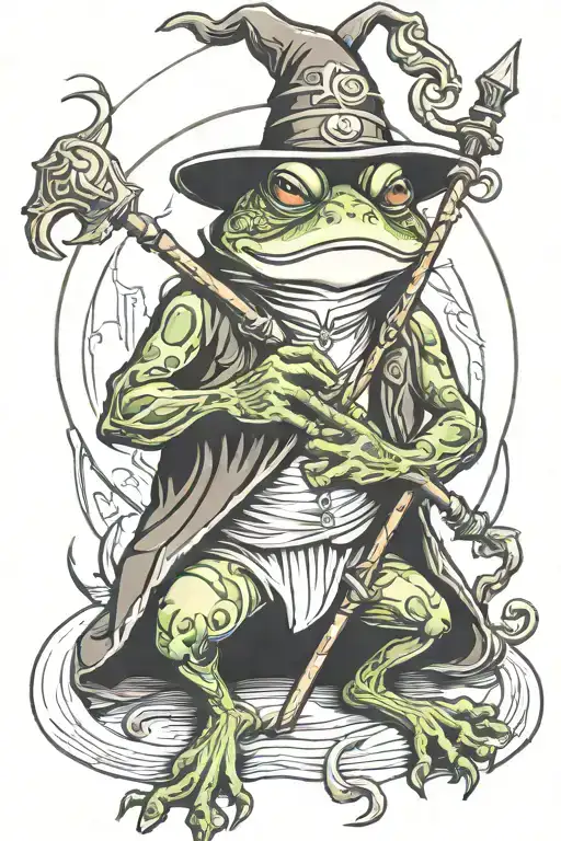 Medieval Wizard Frog With Large Staff