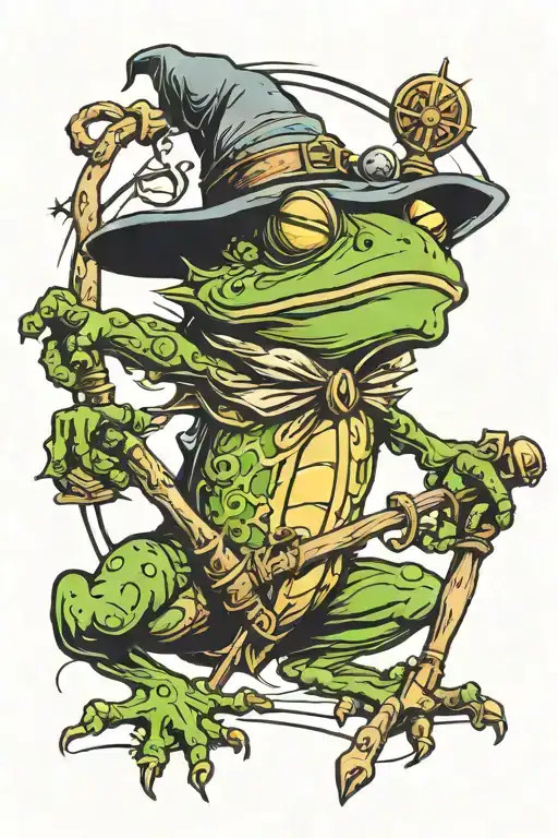 Medieval Wizard Frog With Large Staff