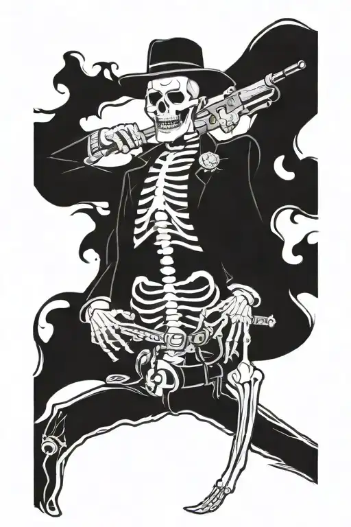 Full Body Skeleton Western Gun Slinger With A Mustache