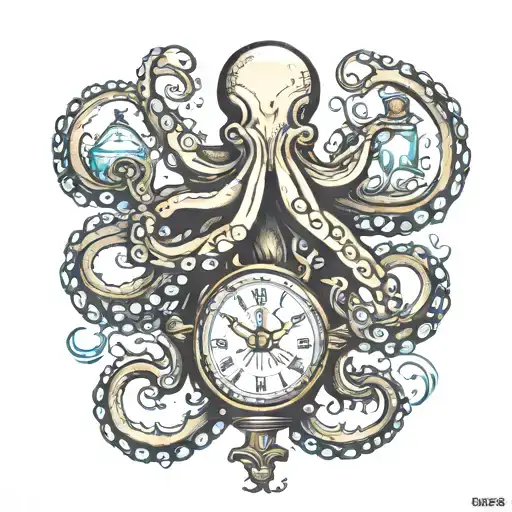 Octopus Holding Hour Glass