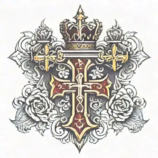 Triple Crosses With Crown Surrounded