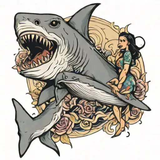 Shark And Girl Standing