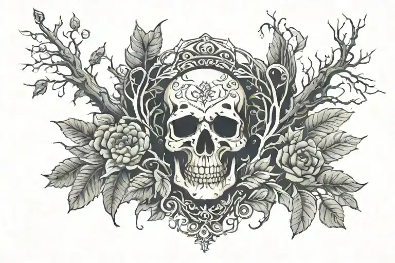 Skull And Forest Leg Sleeve