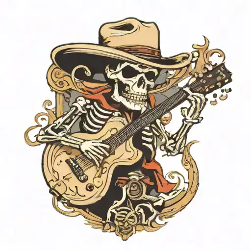 Cowboy Skeleton With Guitar