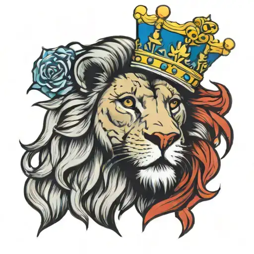 Lion Head Wearing A Crown With The Colorado State Flag