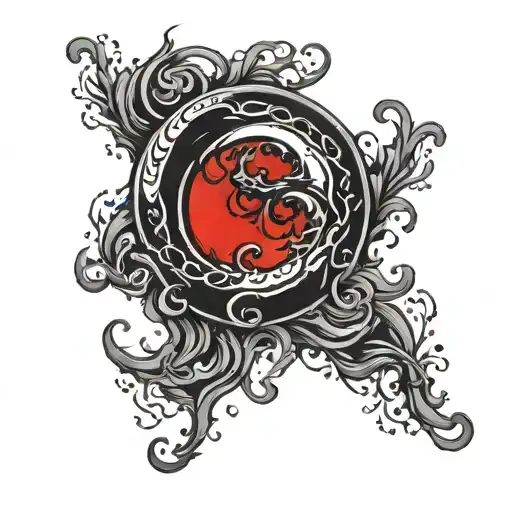 Black Crescent With Black Blood Flowing Down On A White Background