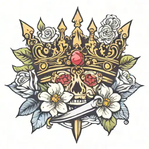 Crown With Sword And Flowers