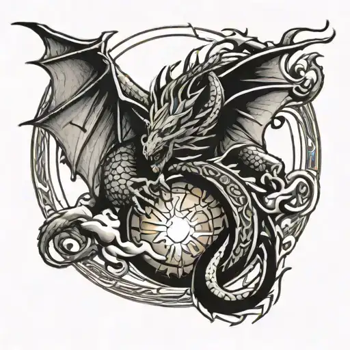 Dragon Wrapped Around The Sun