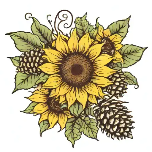Sunflower With Pinecone