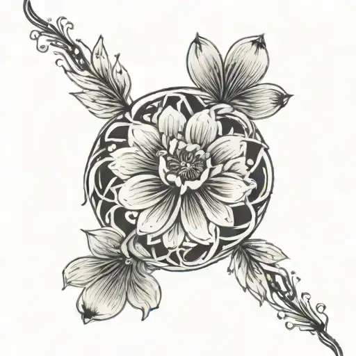 Heartbeat Line Withdelicate Flowers Wrapped Around Wrist