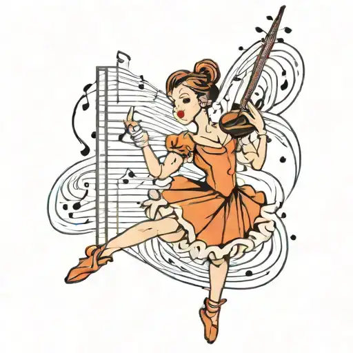 Ballerina Marionette Music Notes And Joy Techno Laser Power Woman